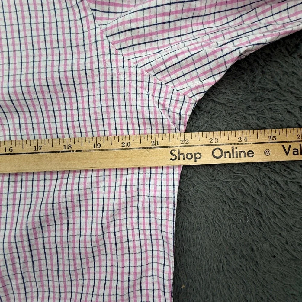 Ralph Lauren Button Down Shirt Mens 15.5 Pink Blue Check Classic Fit Long Sleeve